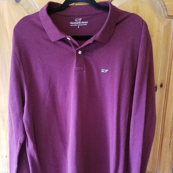 Vineyard Vines Other - Mens vineyard vines Polo Shirt L Large Maroon Cotton/Spandex Long Sleeve